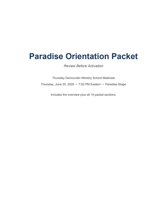 First page preview of the Paradise Orientation Packet